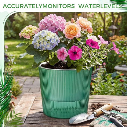 6 Pack Self Watering Pots for Indoor Plants Plastic Vertical Ribbed Semi Transparent Planters, Dual Layer Reservoir for Indoor Succulents Herbs Pothos(Green, White,6.5 x 5.9 Inch)