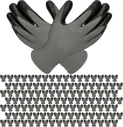 YOUKE OLA 120 Pair Gardening Gloves for Men Women, Breathable Rubber Coated Garden Gloves Working Gloves for Gardening, Construction Black 9/Large
