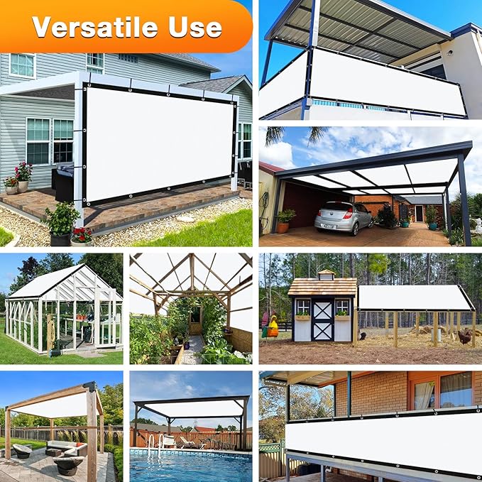 Artpuch Outdoor Pergola Shade Cover 7' X 16' Sun Shade Cloth with Grommets, 90% UV Protection Canopy Patio Privacy Screen (Customized Available) GN107, White