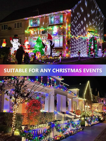 4 Pack Solar Christmas Lights Outdoor Waterproof, 132FT 400LED Solar String Lights Green Wire Fairy Lights, Solar Twinkle Lights with 8 Lighting Modes for Xmas Garden Decorations (Multicolor)