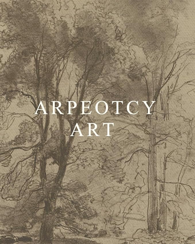ARPEOTCY Extra Large Vintage Framed Wall Art, 36x54 Inch Two Sketch Trees Landscape Hanging Canvas Prints, Scroll Wall Art Decor for Living Room Bedroom, Retro Scenery Pictures Above of Bed