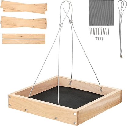 TT Nature Platform Bird Feeder for Outdoor, Eco-Friendly Wood Hanging Tray Bird Feeders，Durable and Stable Great for Hanging Wild Birdfeeder Trays in Garden Outdoors, Install Required