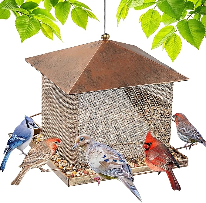 Bird Feeder, Heavy Duty Metal Bird Feeders for Outdoor Hanging, 9LB Extra Large Capacity Wild Birdfeeder for Garden Yard Outside Backyard