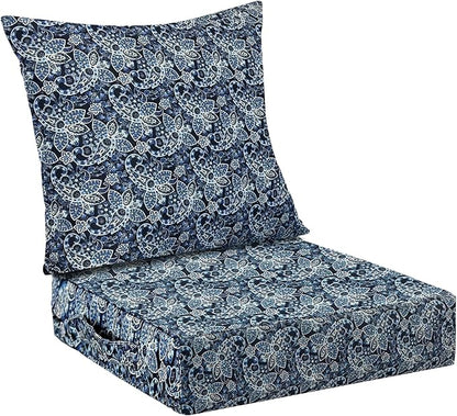 Outdoor Cushions for Patio Furniture,Outdoor Seat Cushion Set 24 x 24 x 5.75 Inch,Waterproof & Fade Resistant Outdoor Chair Cushions,Patio Chair Cushion, Green Paisley