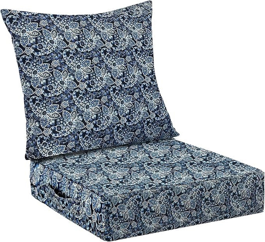 Outdoor Cushions for Patio Furniture,Outdoor Seat Cushion Set 24 x 24 x 5.75 Inch,Waterproof & Fade Resistant Outdoor Chair Cushions,Patio Chair Cushion, Green Paisley