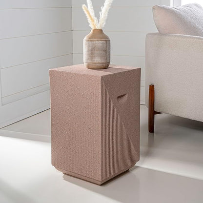 JONATHAN Y TBL1104C Adrian 20.75" Contemporary Minimalist Square Indoor/Outdoor Accent Table Modern, Mid-Century, Art Deco, Contemporary, Patio, Garden, Bathroom, Living Room, Pink Terrazzo Finish