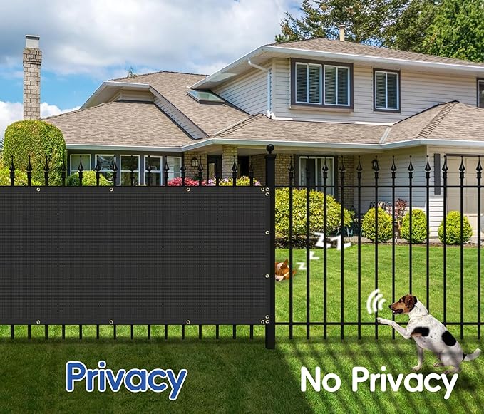 4'x48' Privacy Fence Screen Net Fencing 90% Privacy Blockage Windscreen Fence Cover with Copper Grommet for Patio Backyard Garden Swimming Pool, Zip Ties Included, Black