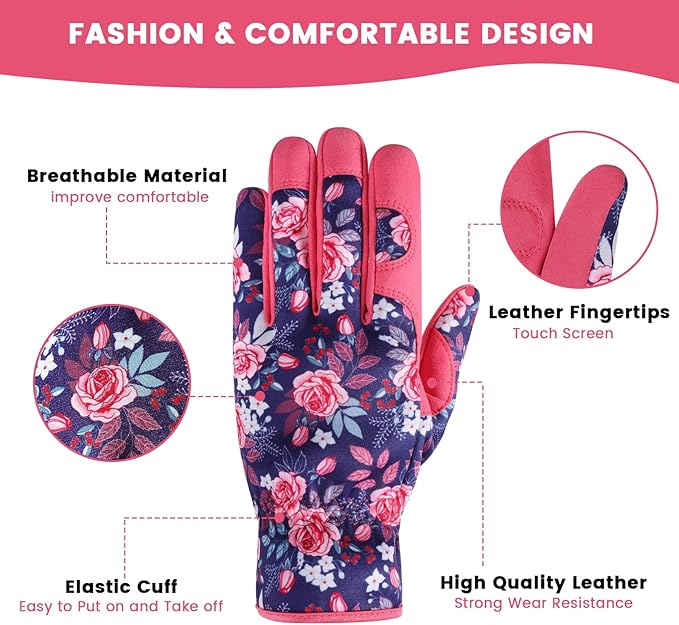 fauson Gardening Gloves - Gardening Gloves for Women Firm Grip Breathable Garden Gloves Thorn Proof for Digging, Planting