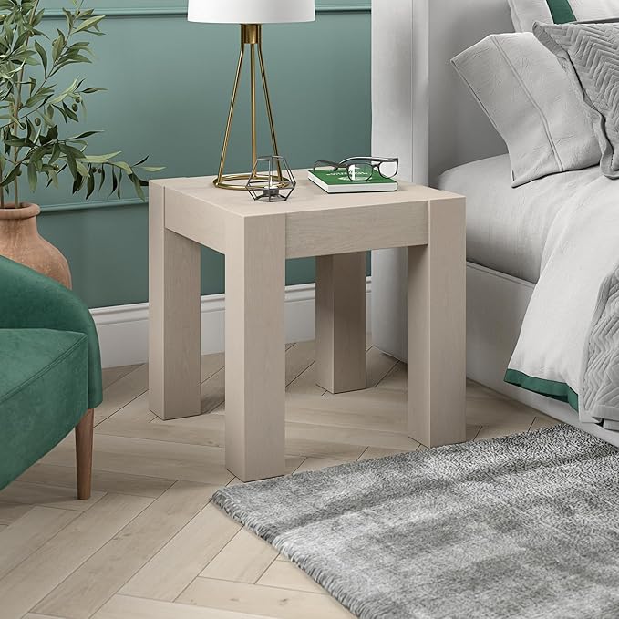 Henn&Hart Langston 22" Wide Square Side Table in Alder White