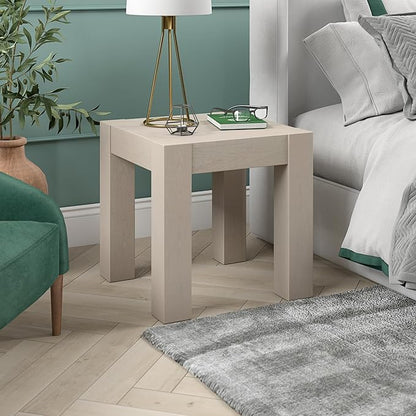 Henn&Hart Langston 22" Wide Square Side Table in Alder White