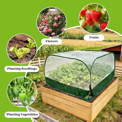 2 Pack Pop Up Garden Mesh Plant Cover, 40" x 40" x 20" Foldable Plant Protector Mesh Plant Enclosure, Outdoor Garden Netting Plant Cover Bird Pest Protection for Vegetables Fruits Flowers Seedlings