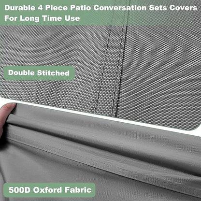 Gasadar Outdoor Furniture Cover Waterproof, 4-Piece Patio Furniture Covers for Outdoor Conversation Set, Grey