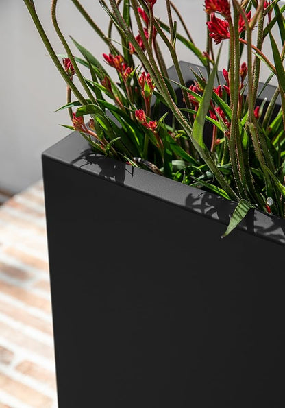 Veradek Block Series Span Plastic Planter - Tall Rectangular Planter for Indoor or Outdoor Patio/Porch | Durable All-Weather with Removable Insert Bucket | Modern Design for Plants, Flowers, Garden