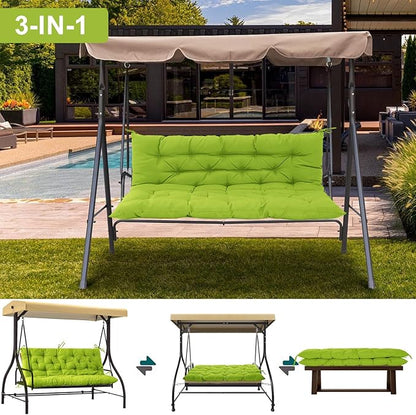 Outdoor Swing Cushions 3 Seater Waterproof, Replacement Bench Cushions for Outdoor Patio Furniture with Backrest, Porch Swing Cushion with Ties for Lawn and Garden (Grass Green, 40x40in)