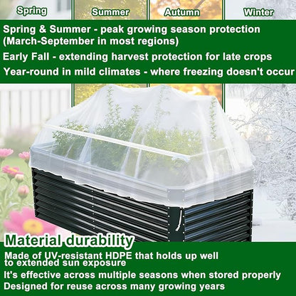 1 Pack Garden Netting for Raised Beds, Fine Mesh Bird Netting Barrier Screen with Zipper Drawstring Garden Bed Plant Cover for Protect Vegetable Fruits Crop from Animals Pest Insect, 6.3×3.3×2Ft