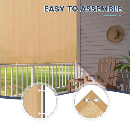 90% Sun Shade Cloth with Grommets, Outdoor Pergola Shade Cover Canopy, Heavy-Duty Mesh Tarp Patio Sun Screen for Lawn Garden Backyard, 10X16 FT, Wheat