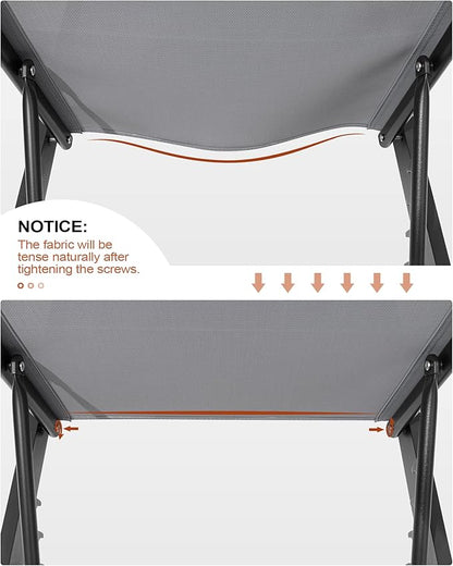 Crestlive Products Aluminum Adjustable Chaise Lounge Chair Outdoor Five-Position Recliner, Curved Design, All Weather for Patio, Beach, Yard, Pool (2 PCS Light Gray)