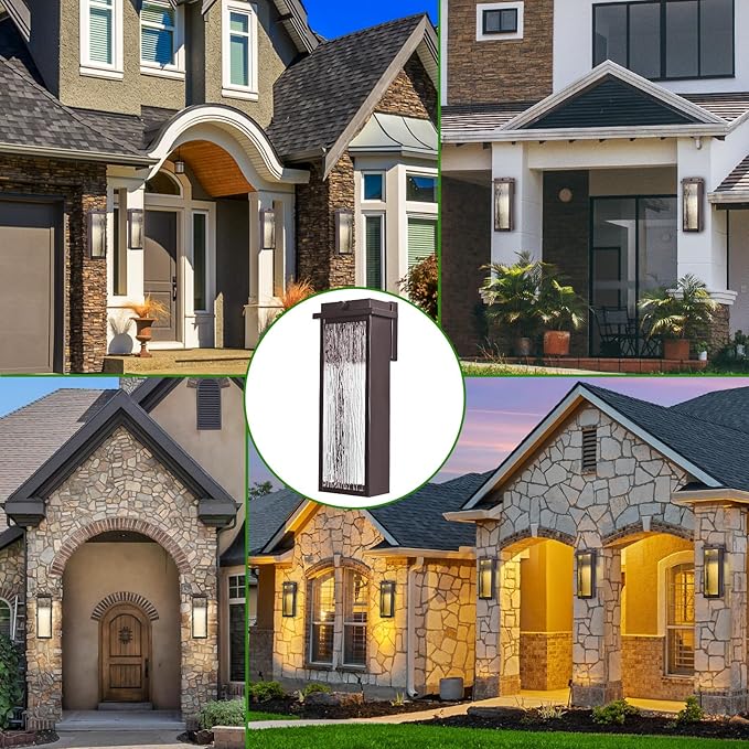 16" Oil Rubbed Bronze Dusk to Dawn LED Outdoor Wall Light, Large Brown Exterior Lighting Fixture, Modern Outside Wall Mounted Porch Sconce, Waterproof Patio Lantern Lamp with Sensor, 1 Pack