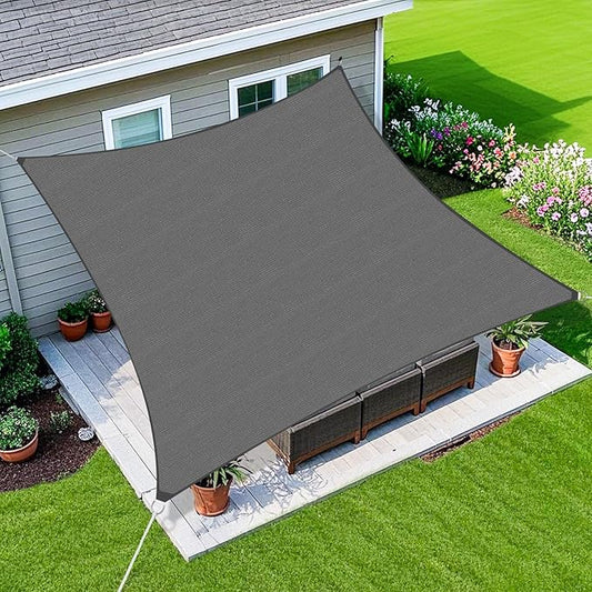 Amagenix Sun Shade Sail 8'X10' Curved Edge Outdoor Shade Canopy Dark Grey Breathable 95% UV Block Shade Cloth for Patio Garden Backyard (We Make Custom Size)