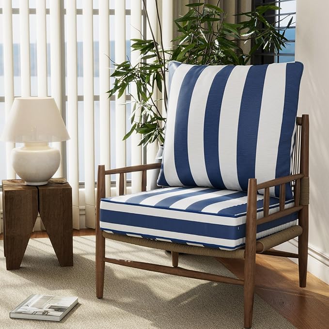 24" x 24" x 6" Outdoor Deep Seat Cushions Set - 2 Set Waterproof & Fade Resistant Patio Furniture Replacement Cushions, Non-Slip Outdoor Cushions Fit Loveseats, Couches, Chairs, and Sofas.