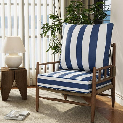 24" x 24" x 6" Outdoor Deep Seat Cushions Set - 2 Set Waterproof & Fade Resistant Patio Furniture Replacement Cushions, Non-Slip Outdoor Cushions Fit Loveseats, Couches, Chairs, and Sofas.
