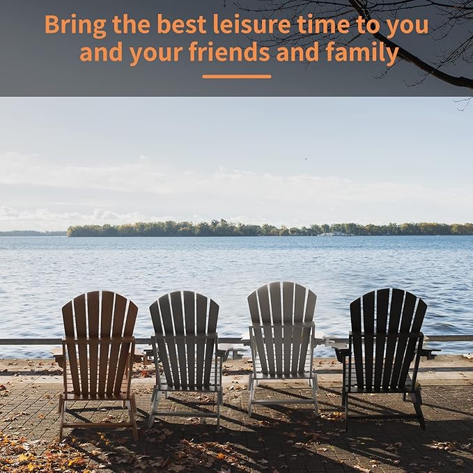 FUNBERRY Folding Adirondack Chair Set of 2, All Weather HDPE Fire Pit Chairs with Cup Holder for Outdoor