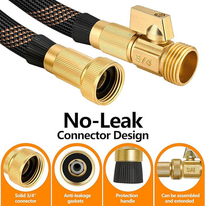 Flexible Garden Hose 100 FT, Ultra Lightweight Water Hoses w/10 Function Sprayer and 3/4" Brass Fittings, Kink-Free, Sturdy, Abrasion Resistant for Yard, Lawn, Outdoor and Gardening(Black Orange)