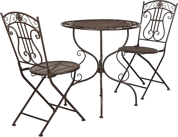 SAFAVIEH PAT5028A Outdoor Collection Semly Pearl White 3-Piece Bistro Set