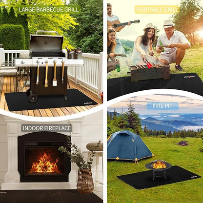 48 X 30 Inch Under Grill Mats for Outdoor Grill, Double-Sided Fireproof/Waterproof/Oil-Proof Grill Pad, BBQ Matt for Under Grill, Indoor Fireplace/Fire Pit Mat, Deck and Patio Protector Mat