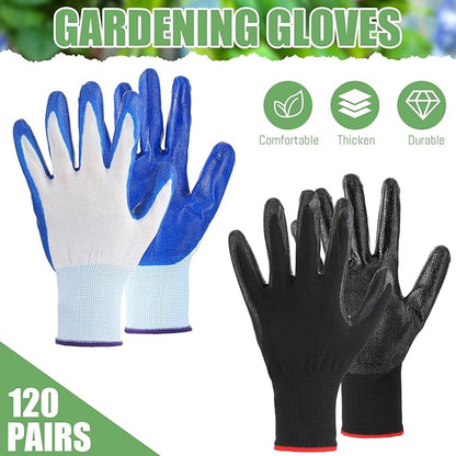 Sintuff 120 Pairs Gardening Gloves Bulk for Men Women Breathable Rubber Coated Gloves for Garden Yard
