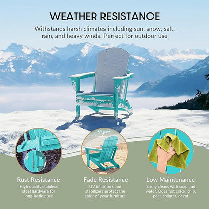 WestinTrends Malibu Malibu Outdoor Folding Poly Adirondack Chair (Set of 8), Turquoise