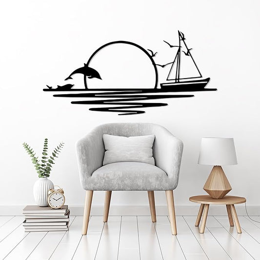 Sunrise Metal Wall Art, Sunset Metal Wall Decor for Living Room, Sunshine Line Art Home Decor Outdoor Indoor, Sun Design Modern Artwork for Walls, Abstract Sunset Wall Decor, Housewarming Gifts