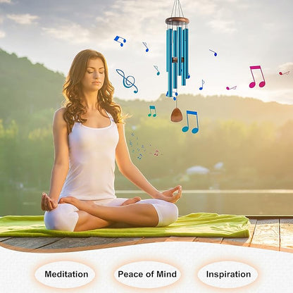 Large Aluminium Wind Chimes 37 Inches to Create a Zen Atmosphere Suitable for Outdoor, Garden, Patio Decoration. Classic Wind Chimes with Wind Catcher Suitable as A Gift for Unisex(Blue)