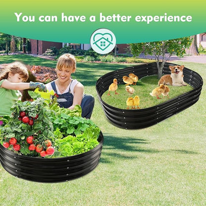 36 Inch Diameter Galvanized Garden Raised Bed/Plant Box/Fire Pit Ring - 0.8mm Thick,12 Inch Tall,Perfect for Planting a Variety of Flowers,Herbs,Vegetables (Black, 36 Dia X 11.5 inches)