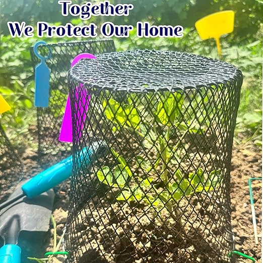 Feel Natural 10 Pcs Plant Protectors from Animals,9.25"x9.45"Heavy Duty Chicken Wire Cloches for Plants,Metal Mesh Garden Covers for Outdoor Plants,Strawberry&Seedling,Keep Rabbits Squirrels Cats Out