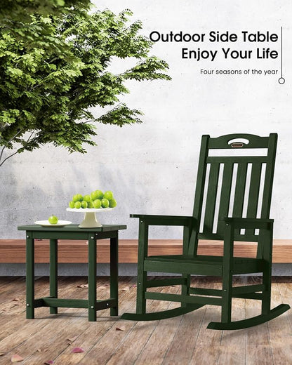 Outdoor Side Table – 17" HDPE Adirondack Side Tables, Sturdy Small Outdoor Porch Tables, Weather-Resistant & Easy Assembly Patio End Table for Garden, Balcony, Porch & Poolside (Green)