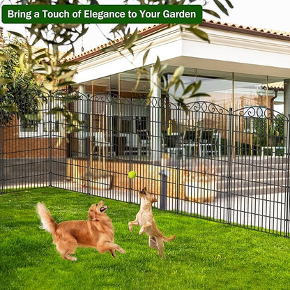 Decorative Garden Fence 6 Panel - 42in H x 13 ft L, No Dig Rustproof Metal Tall Animal Barrier for Dogs Rabbits, Outdoor Border for Yard, Patio, and Flower Beds