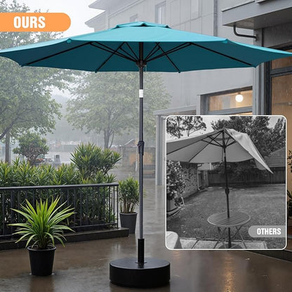 Outdoor Patio Umbrella, Table Umbrella with Push Button Tilt and Crank, 8 Ribs Market Umbrella