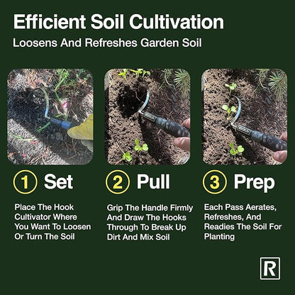Cobra Hook Cultivator – Heavy-Duty Garden Hand Tool for Weeding, Digging & Soil Loosening – Stainless Steel Blade, Ergonomic Grip, Compact for Raised Beds & Tight Spaces