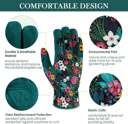 Trifabricy Gardening Gloves for Women, Breathable Leather Garden Gloves with Grip, Thorn-Proof Puncture-Resistant Work Gloves