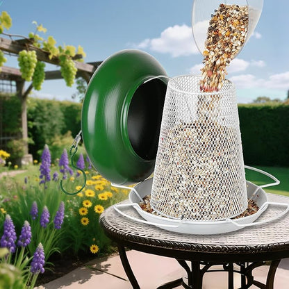 Bird Feeder, Heavy Duty Metal Bird Feeders for Outdoor Hanging, Cute Mushroom Shape Wild Birdfeeder for Outside Garden Yard (Green)