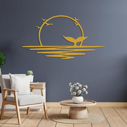 Sunrise Metal Wall Art, Sunset Metal Wall Decor for Living Room, Sunshine Line Art Home Decor Outdoor Indoor, Sun Design Modern Artwork for Walls, Abstract Sunset Wall Decor, Housewarming Gifts