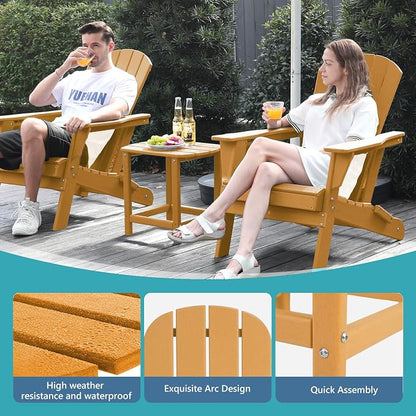 Plawdlik Adirondack Side Table, Wooden Textured,Hdpe Outdoor Weather Resistant Set for Patio, Garden, Porch, Pool, Backyard & Light Blue