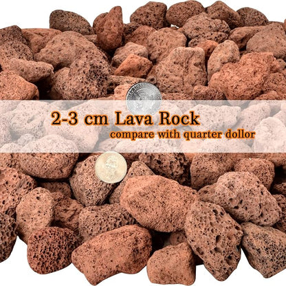 Mr. Fireglass Natural Lava Rock, 0.8"-1.2" Medium Volcanic Lava Rock for Indoor & Outdoor Fire Pits, Fireplaces, Fire Bowls & Fire Table, Decorative Garden Landscaping, Potted Plants -10 Pounds, Red