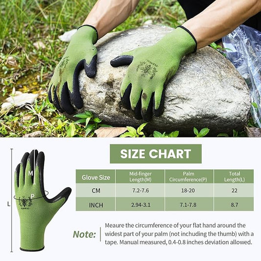Pleneal Gardening Gloves for Women Men - 6/3 Pairs Garden Gloves with Grip, Latex Coated Working Glove, Medium Size