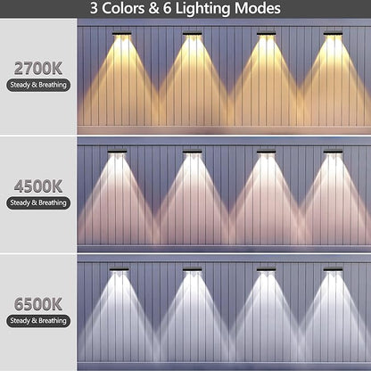 Brizled Solar Fence Lights, 20 Pack 3 Colors 6 Modes 250ml Outdoor Fence Solar Lights, IP65 Waterproof Outdoor Wall Light Landscape Lighting for Backyard Garden Patio Deck Railing Poolside