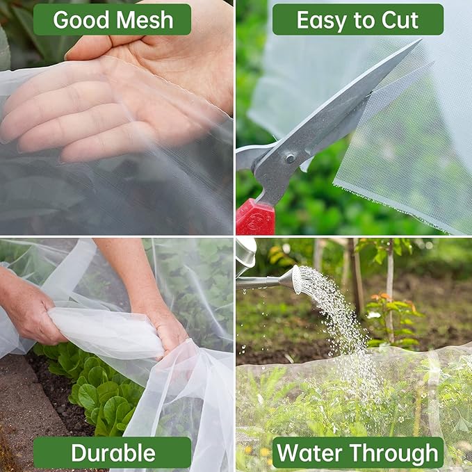 Garden Netting 10x50FT 2 Pack Ultra Fine Mesh, Insect Barrier Bird Netting for Garden Protection, Insect Bug Netting Garden Net for Protecting Plants Vegetables Flowers Fruits