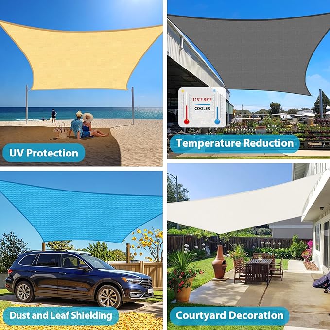Amagenix Sun Shade Sail 6'X8' Curved Edge Outdoor Shade Canopy Dark Grey Breathable 95% UV Block Shade Cloth for Patio Garden Backyard (We Make Custom Size)