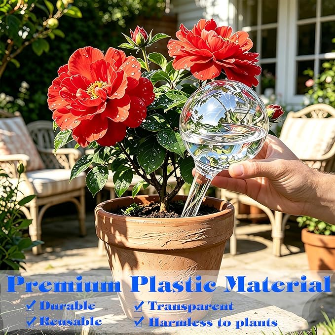 Plant Automatic Watering Devices, Clear Plastic Self-Watering Bulbs Flower Automatic Watering Device While Away Garden Waterer for Plant Indoor Outdoor