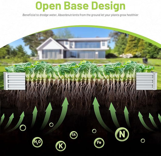 2PCS 6x3x1FT Galvanized Raised Garden Bed, Galvanized Planter Raised Garden Boxes Outdoor, Large Metal Raised Garden Beds for Vegetables-Silver